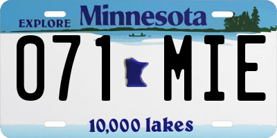 MN license plate 071MIE
