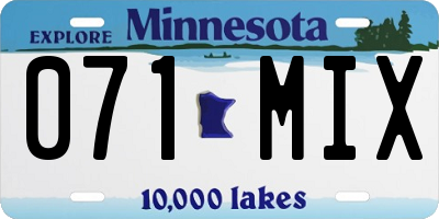MN license plate 071MIX