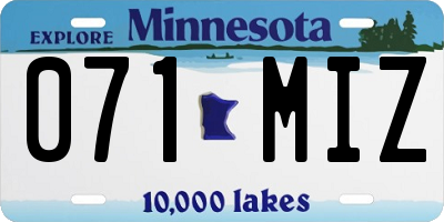 MN license plate 071MIZ