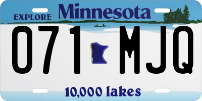 MN license plate 071MJQ