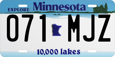 MN license plate 071MJZ