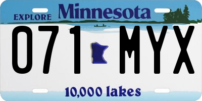 MN license plate 071MYX