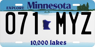 MN license plate 071MYZ