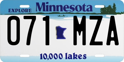 MN license plate 071MZA