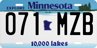 MN license plate 071MZB