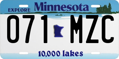MN license plate 071MZC