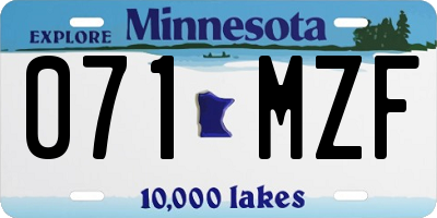 MN license plate 071MZF