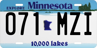 MN license plate 071MZI