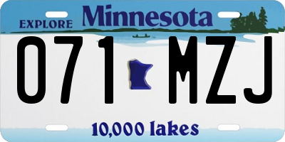 MN license plate 071MZJ