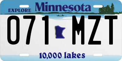 MN license plate 071MZT
