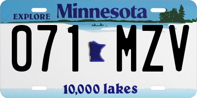 MN license plate 071MZV