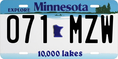 MN license plate 071MZW