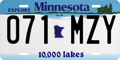 MN license plate 071MZY