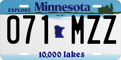 MN license plate 071MZZ