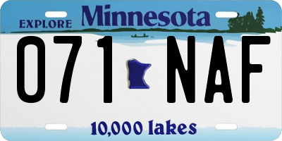 MN license plate 071NAF