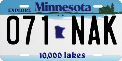 MN license plate 071NAK