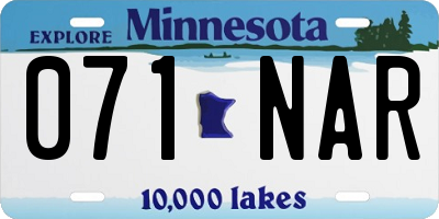 MN license plate 071NAR