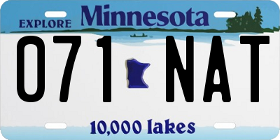 MN license plate 071NAT