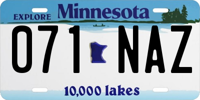 MN license plate 071NAZ