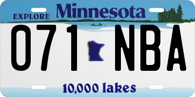 MN license plate 071NBA