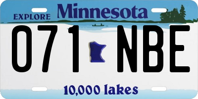 MN license plate 071NBE
