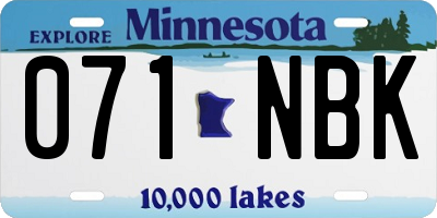 MN license plate 071NBK
