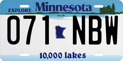 MN license plate 071NBW