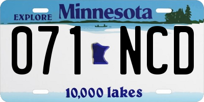 MN license plate 071NCD