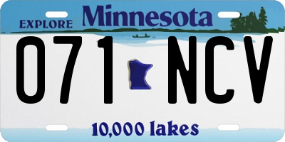 MN license plate 071NCV
