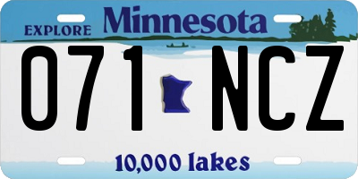 MN license plate 071NCZ
