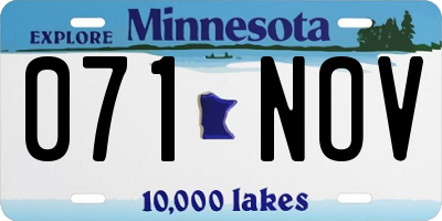 MN license plate 071NOV