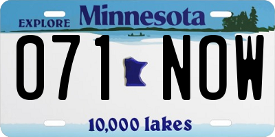 MN license plate 071NOW