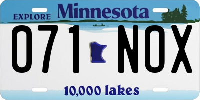 MN license plate 071NOX