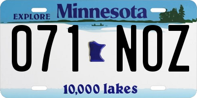 MN license plate 071NOZ