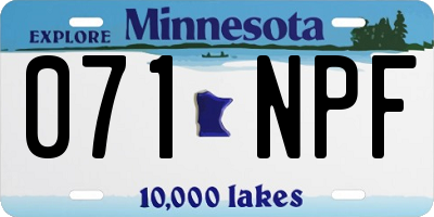MN license plate 071NPF