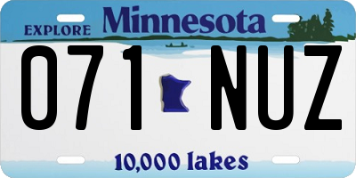 MN license plate 071NUZ