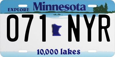 MN license plate 071NYR