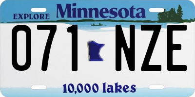 MN license plate 071NZE