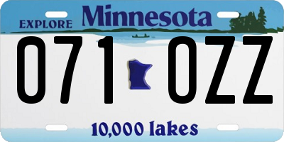 MN license plate 071OZZ