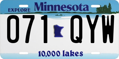 MN license plate 071QYW