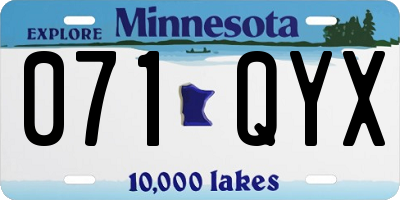 MN license plate 071QYX