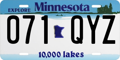 MN license plate 071QYZ