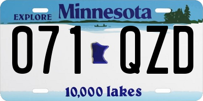 MN license plate 071QZD