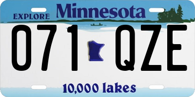 MN license plate 071QZE