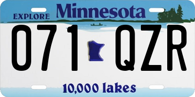 MN license plate 071QZR