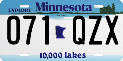 MN license plate 071QZX