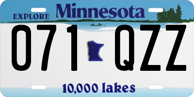 MN license plate 071QZZ