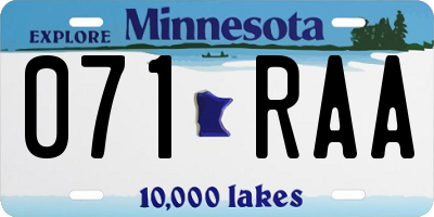 MN license plate 071RAA