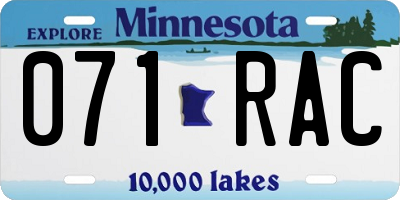 MN license plate 071RAC