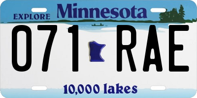 MN license plate 071RAE
